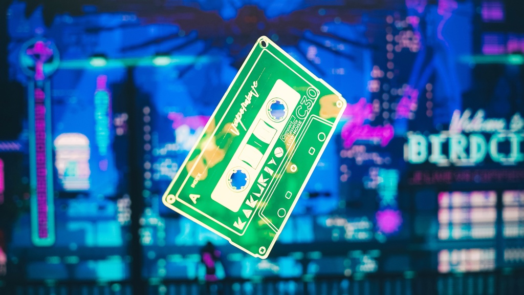Vaperwaves acrylic keychain fluorescent green