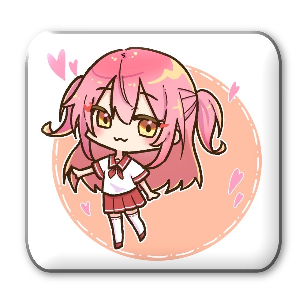 にゃとさん・にゃとりーぬ3世の「37mm角丸缶バッジ」。(全2種)