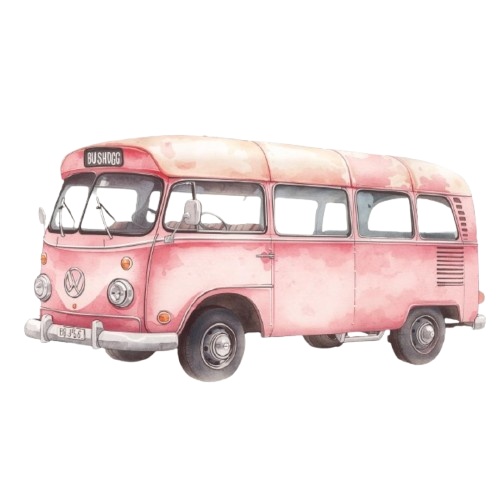 【ピンク旅行シリーズ】水彩アンティーク風クリップアート12点セット