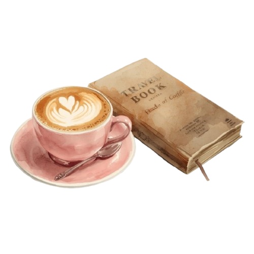 【ピンク旅行シリーズ】水彩アンティーク風クリップアート12点セット