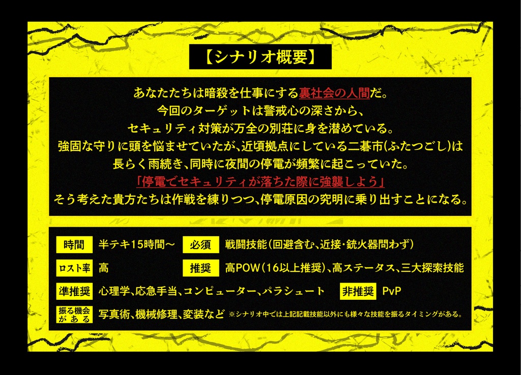 【CoCシナリオ】てんで駄目な雷鳴だ SPLL:E190482
