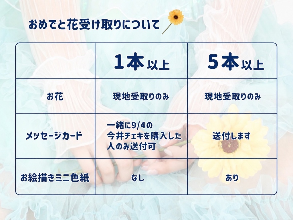【9/4】今井結香13周年記念ライブ「泡沫の約束(ウテナ)」(チェキ/DLチェキ/動画/メッセージカード/色紙)