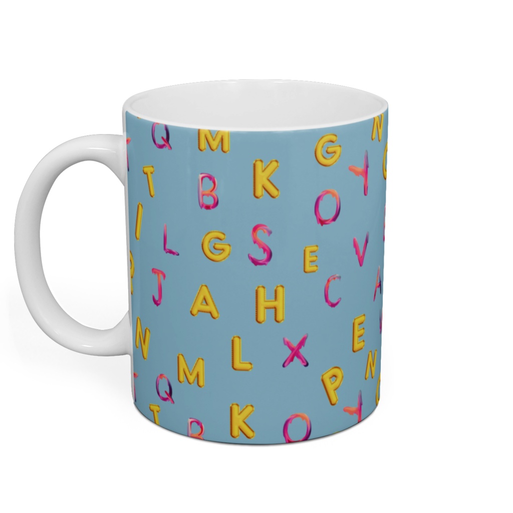 猫丸ENGLISH マグカップ/ABCブルー