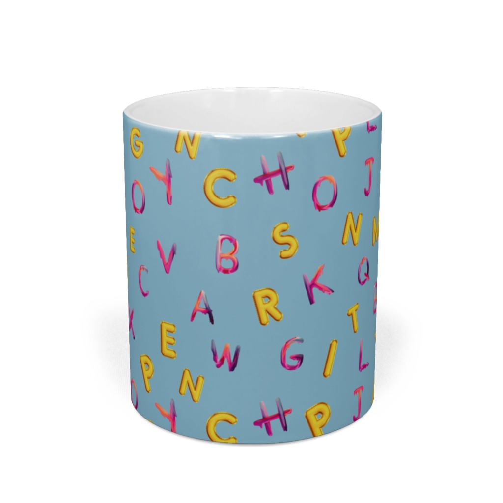 猫丸ENGLISH マグカップ/ABCブルー