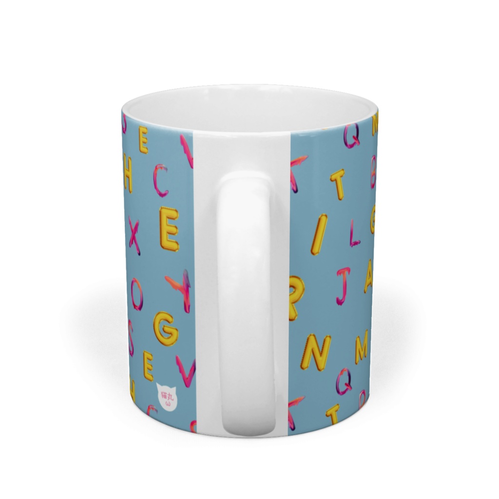 猫丸ENGLISH マグカップ/ABCブルー