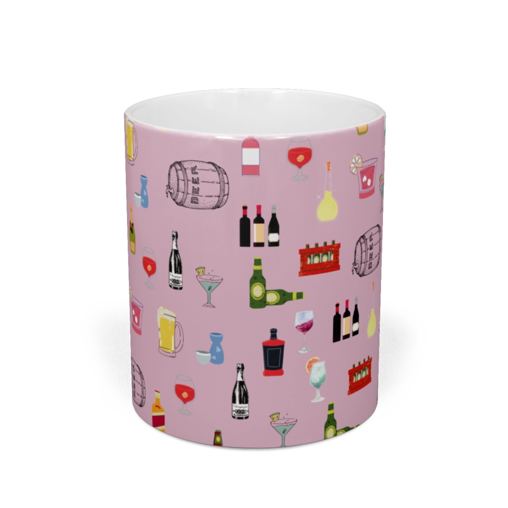 猫丸とおさけ マグカップ/リカーピンク