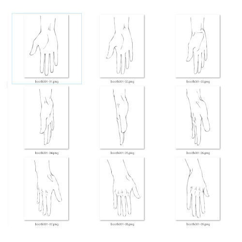 1.手の素材集 水平・垂直180°【イラスト・漫画用素材】無料サンプルデータあります