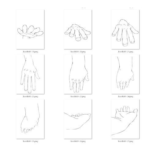 1.手の素材集 水平・垂直180°【イラスト・漫画用素材】無料サンプルデータあります