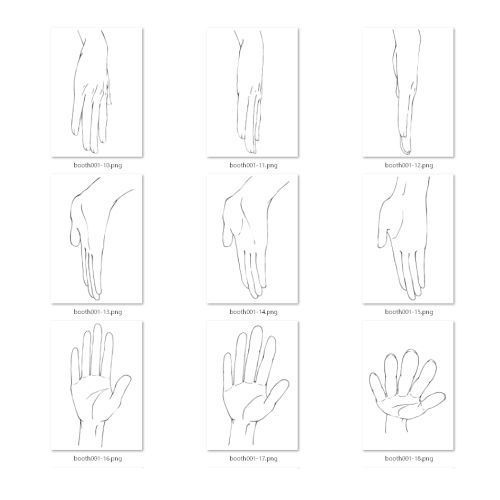 1.手の素材集 水平・垂直180°【イラスト・漫画用素材】無料サンプルデータあります