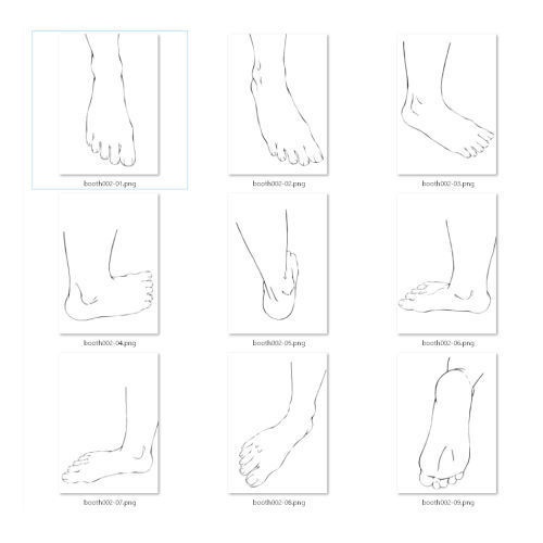 2.足の素材集 水平・煽り・俯瞰180°【イラスト・漫画用素材】無料サンプルあります