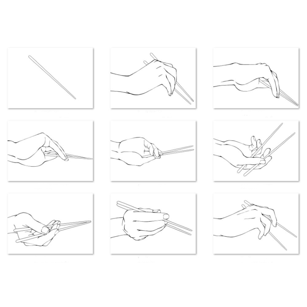 箸を持つ手ポーズ集:食事・もぐもぐ・和食シーンの描写に【漫画・イラスト用】背景透過PNG&ClipStudio用データ【無料サンプル有】:6