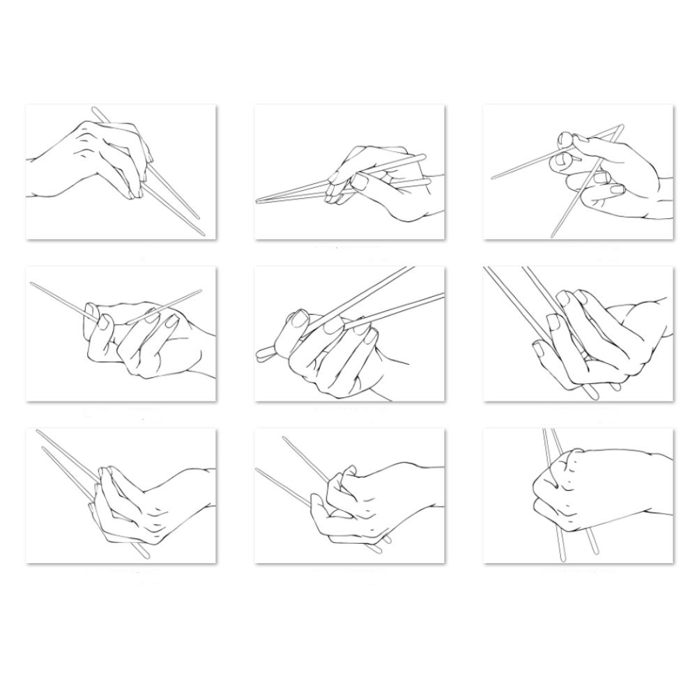 箸を持つ手ポーズ集:食事・もぐもぐ・和食シーンの描写に【漫画・イラスト用】背景透過PNG&ClipStudio用データ【無料サンプル有】:6