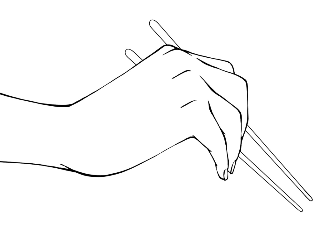 箸を持つ手ポーズ集:食事・もぐもぐ・和食シーンの描写に【漫画・イラスト用】背景透過PNG&ClipStudio用データ【無料サンプル有】:6