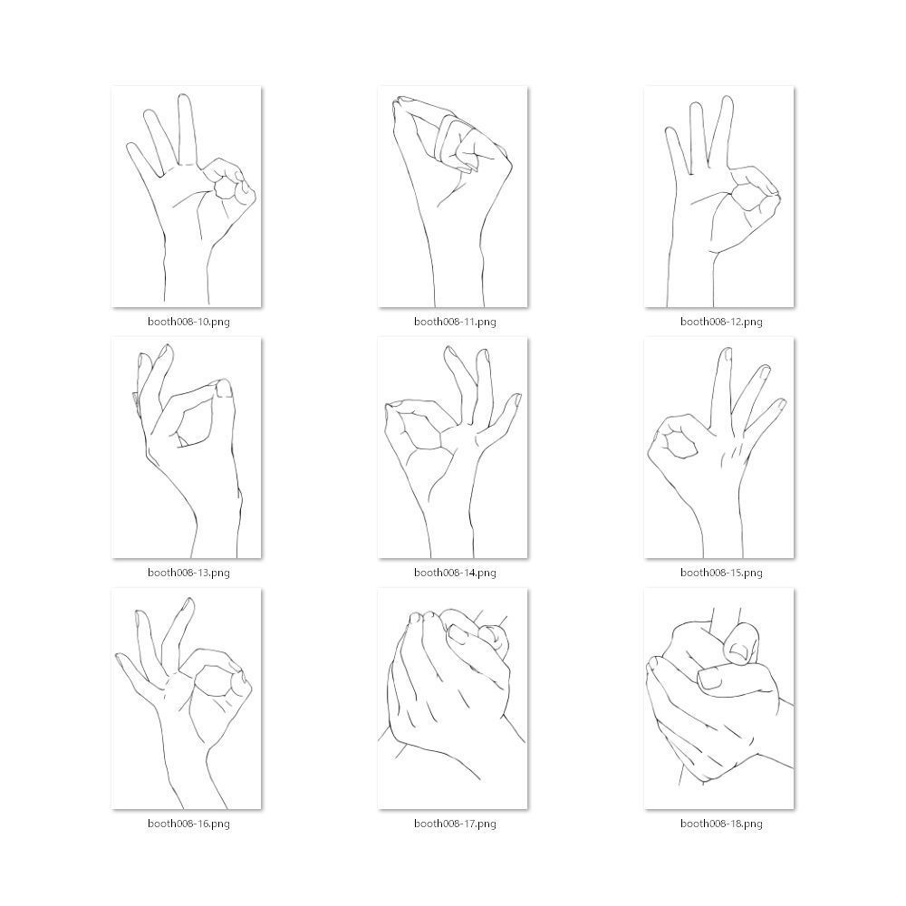 8.様々なアングルからのつまむ手・両手で棒を持つ【イラスト・漫画素材】無料サンプルあります