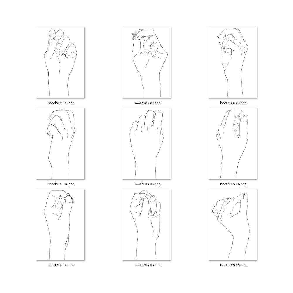 8.様々なアングルからのつまむ手・両手で棒を持つ【イラスト・漫画素材】無料サンプルあります