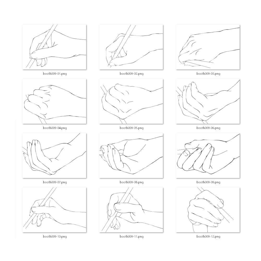 9.様々なアングルからのペンを持つ手・はさみを持つ手【イラスト・漫画用素材】無料サンプルあります