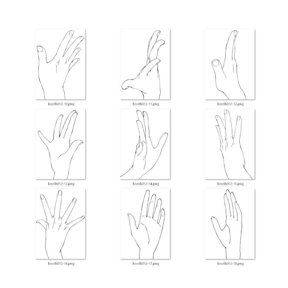 12.様々なアングルからの開いた手【イラスト・漫画用素材】無料サンプルあります