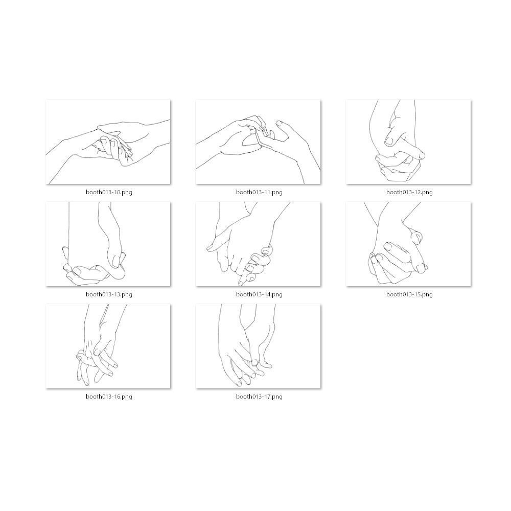13.様々なパターンの手と手【イラスト・漫画用素材】無料サンプルあります