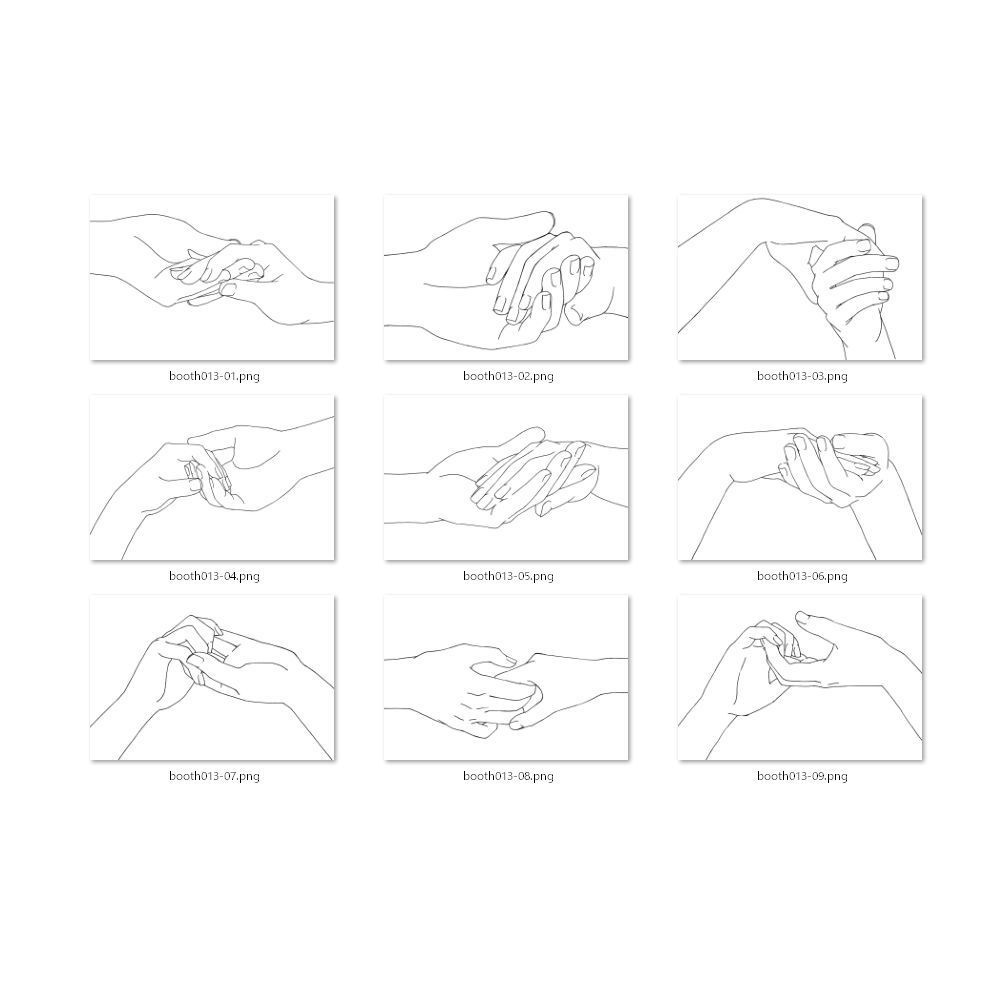 13.様々なパターンの手と手【イラスト・漫画用素材】無料サンプルあります