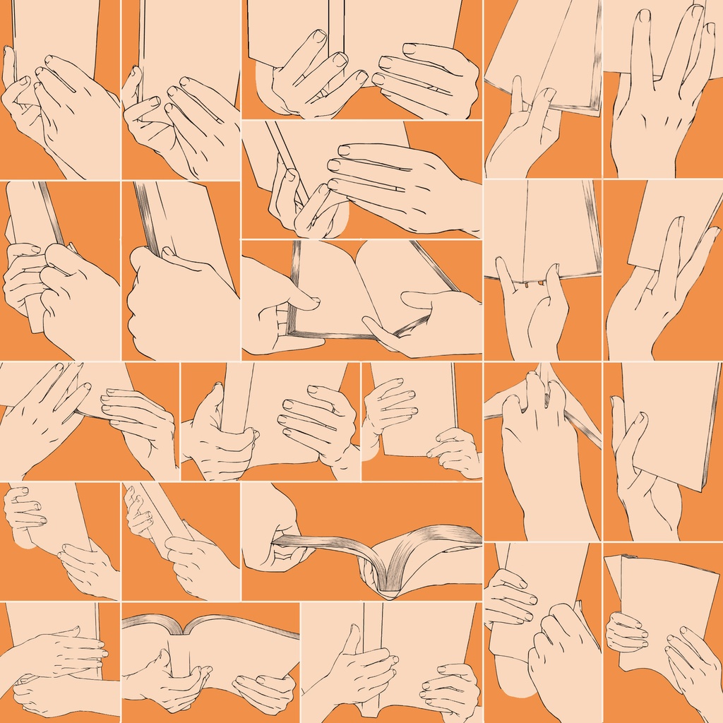 16.様々なパターンの本を読む手【イラスト・漫画用素材】無料サンプルあります