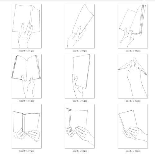 16.様々なパターンの本を読む手【イラスト・漫画用素材】無料サンプルあります