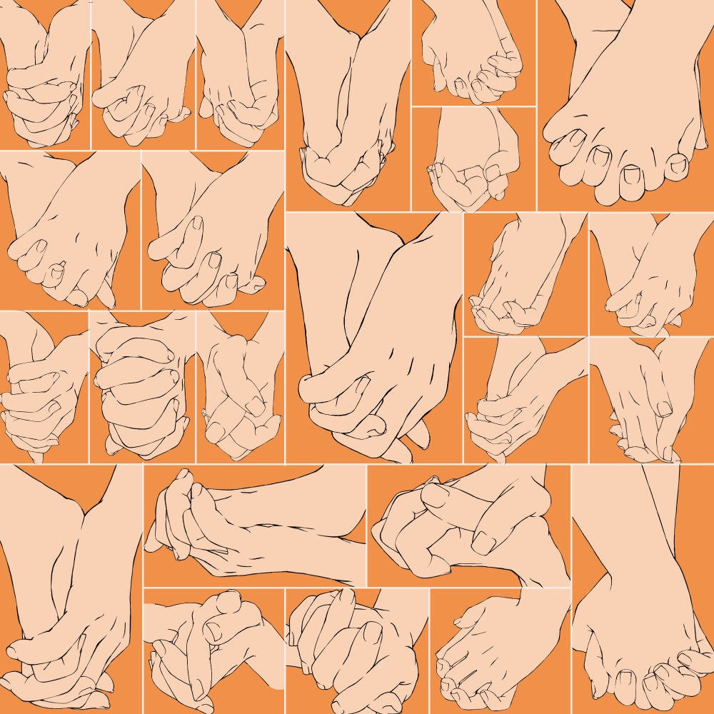 17.様々なアングルからのつないだ手【イラスト・漫画用素材】無料サンプルあります