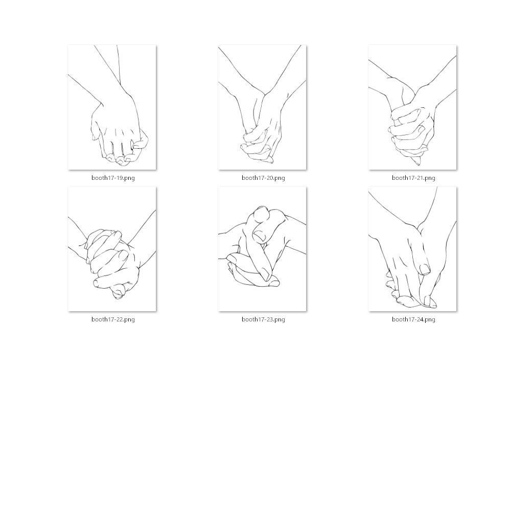 17.様々なアングルからのつないだ手【イラスト・漫画用素材】無料サンプルあります