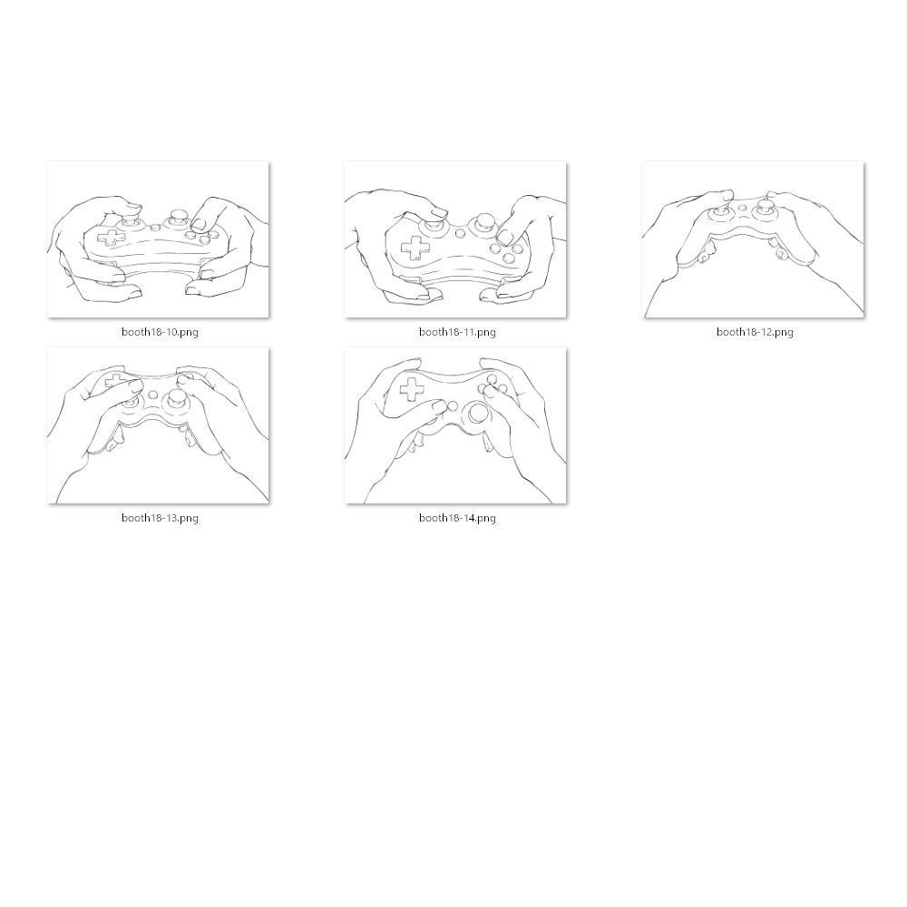 18.様々なアングルからのコントローラーを持つ手【イラスト・漫画用素材】無料サンプルあります