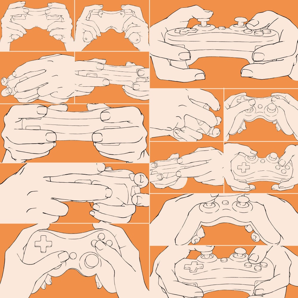 18.様々なアングルからのコントローラーを持つ手【イラスト・漫画用素材】無料サンプルあります