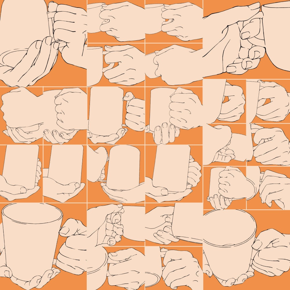 19.様々なアングルからのコップを持つ手【イラスト・漫画用素材】無料サンプルあります