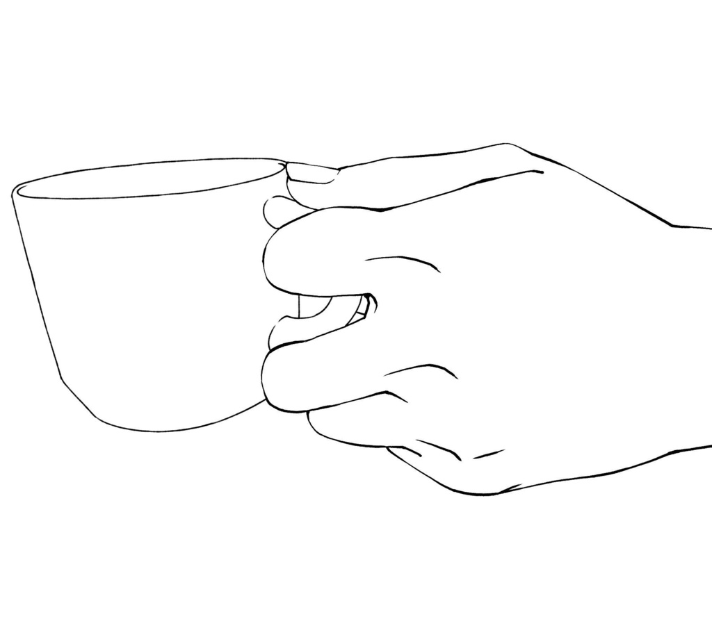 ☕コップを持つ手ポーズ集:カフェ・休息・食事シーンの描写に【漫画・イラスト用】背景透過PNG&ClipStudio用データ【無料サンプル有】:19