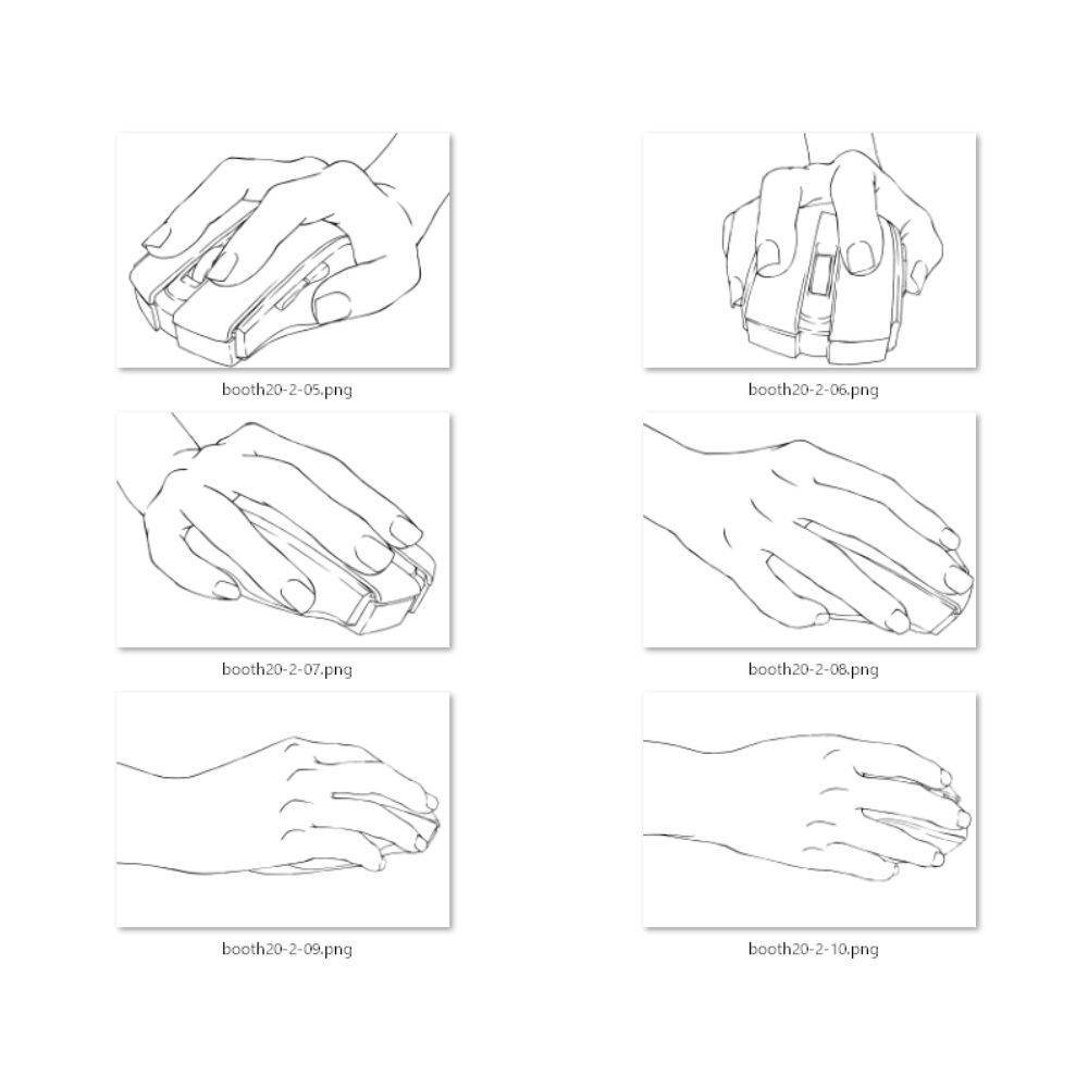 20.様々なアングルからのタイピングする手・マウスを使う手・3Dキーボード【イラスト・漫画用素材】無料サンプルあります