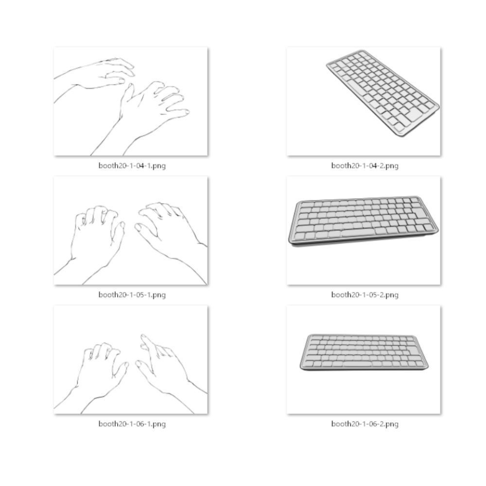 20.様々なアングルからのタイピングする手・マウスを使う手・3Dキーボード【イラスト・漫画用素材】無料サンプルあります