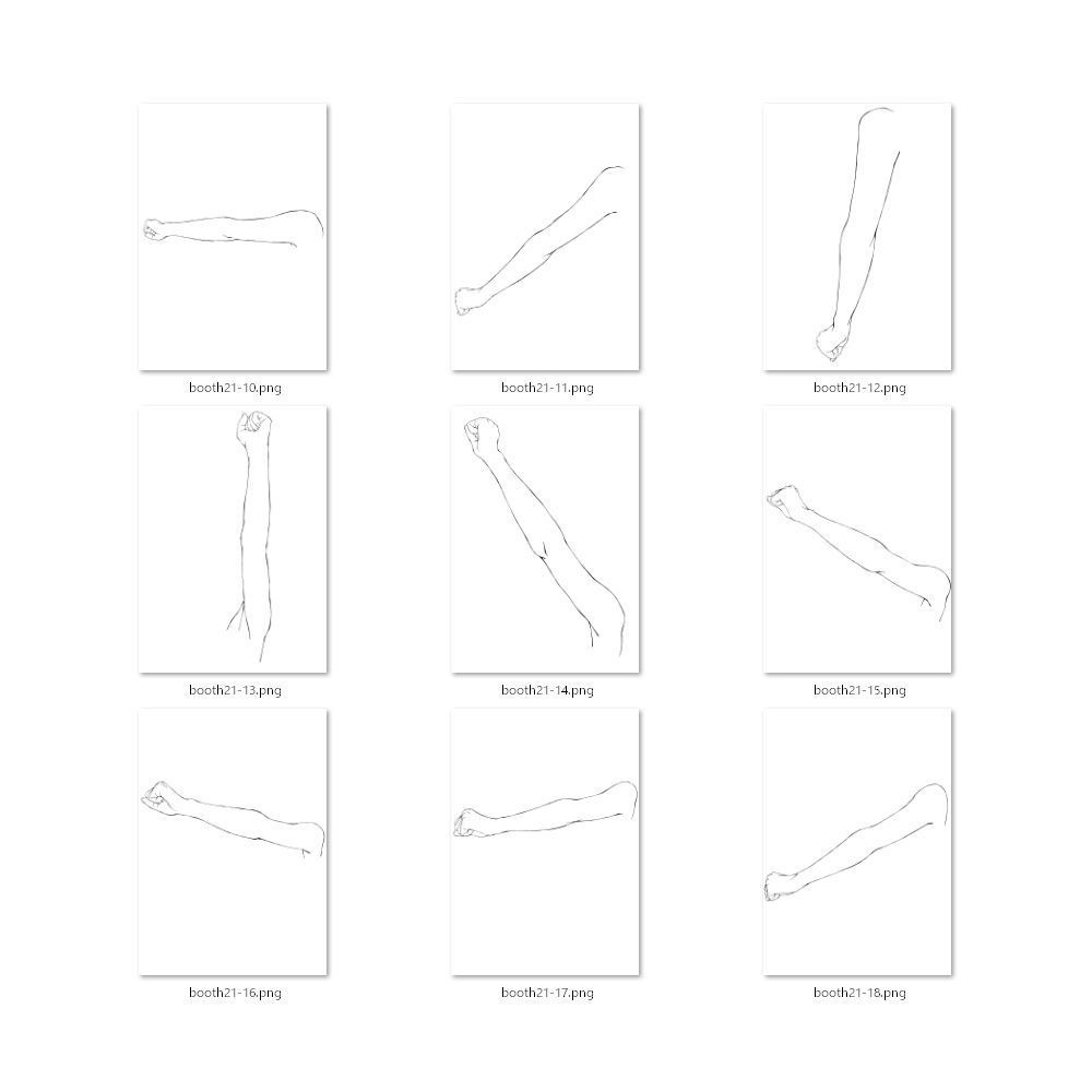 21.様々なアングルからの腕【イラスト・漫画用素材】無料サンプルあります