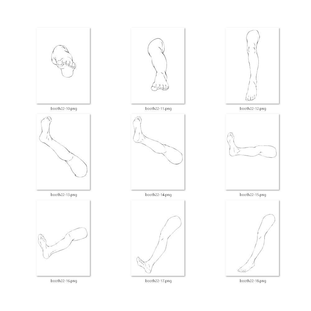 22.様々なアングルからの脚【イラスト・漫画用素材】無料サンプルあります