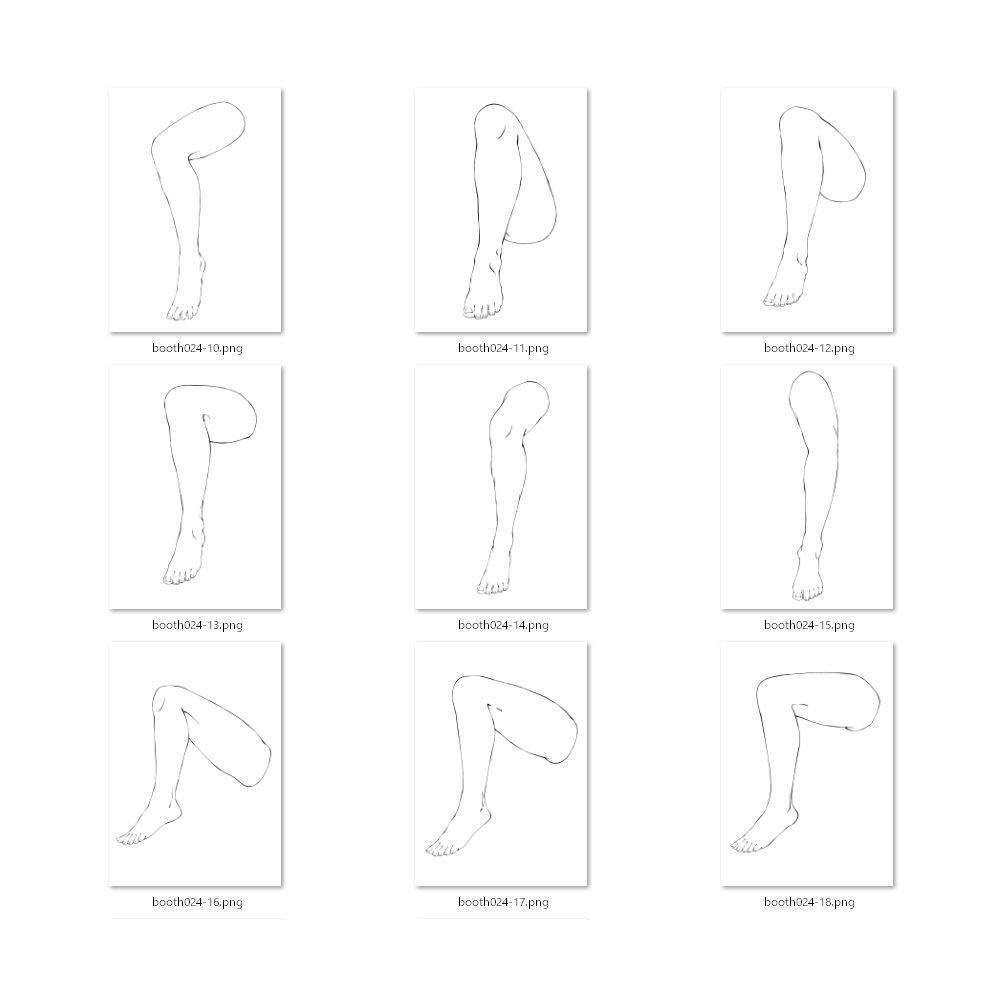 24.様々なアングルからの曲げた脚【イラスト・漫画用素材】無料サンプルあります