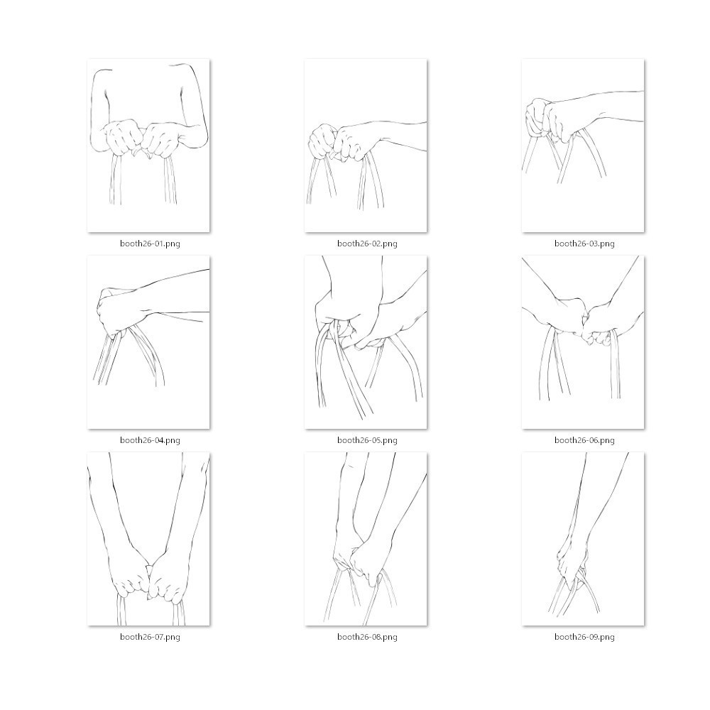 26.様々なアングルからのカバンを持つ手【イラスト・漫画用素材】無料サンプルあります