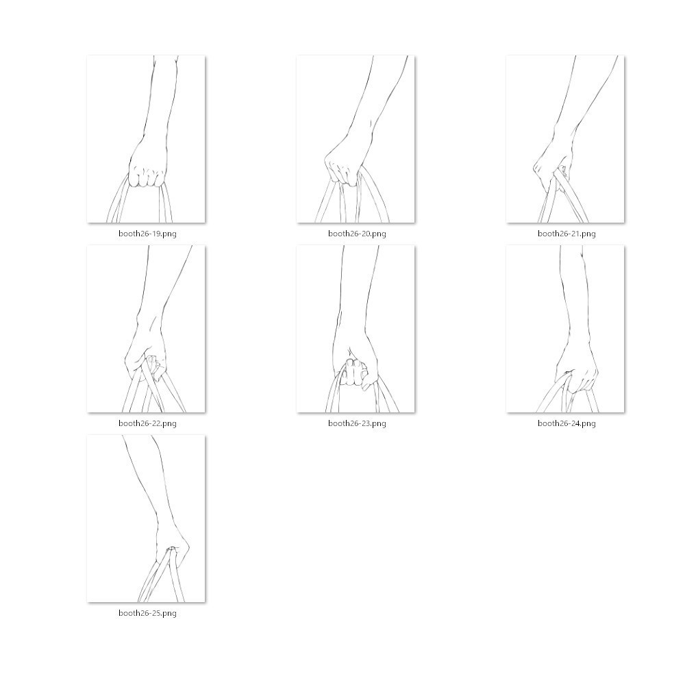 26.様々なアングルからのカバンを持つ手【イラスト・漫画用素材】無料サンプルあります