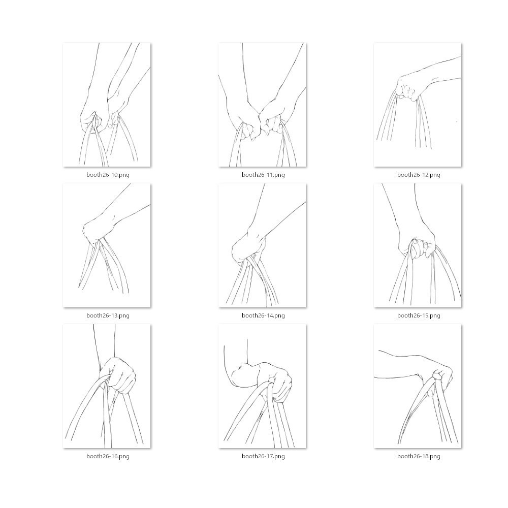 26.様々なアングルからのカバンを持つ手【イラスト・漫画用素材】無料サンプルあります