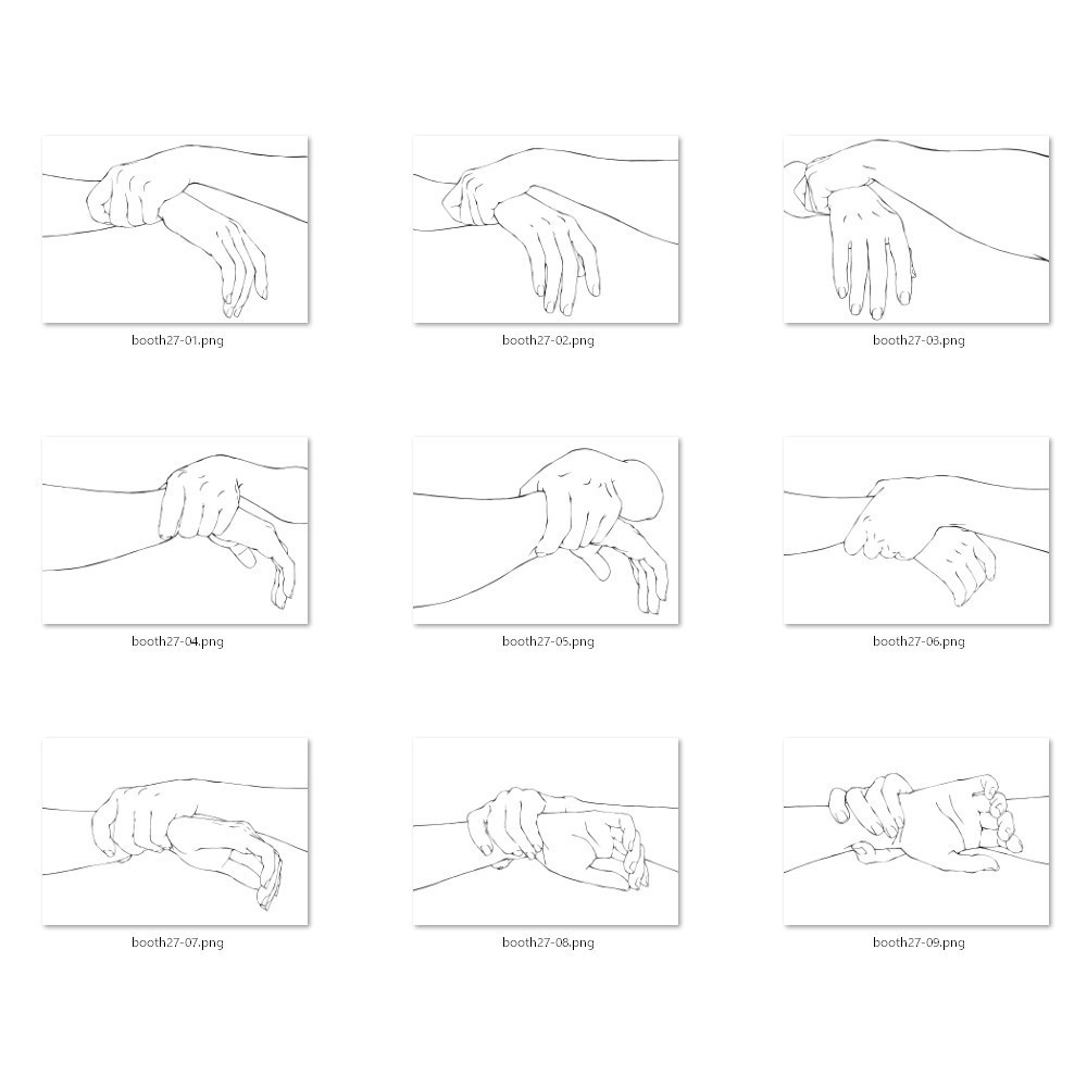 27.様々なアングルからの腕・手首を掴む手【イラスト・漫画用素材】無料サンプルあります