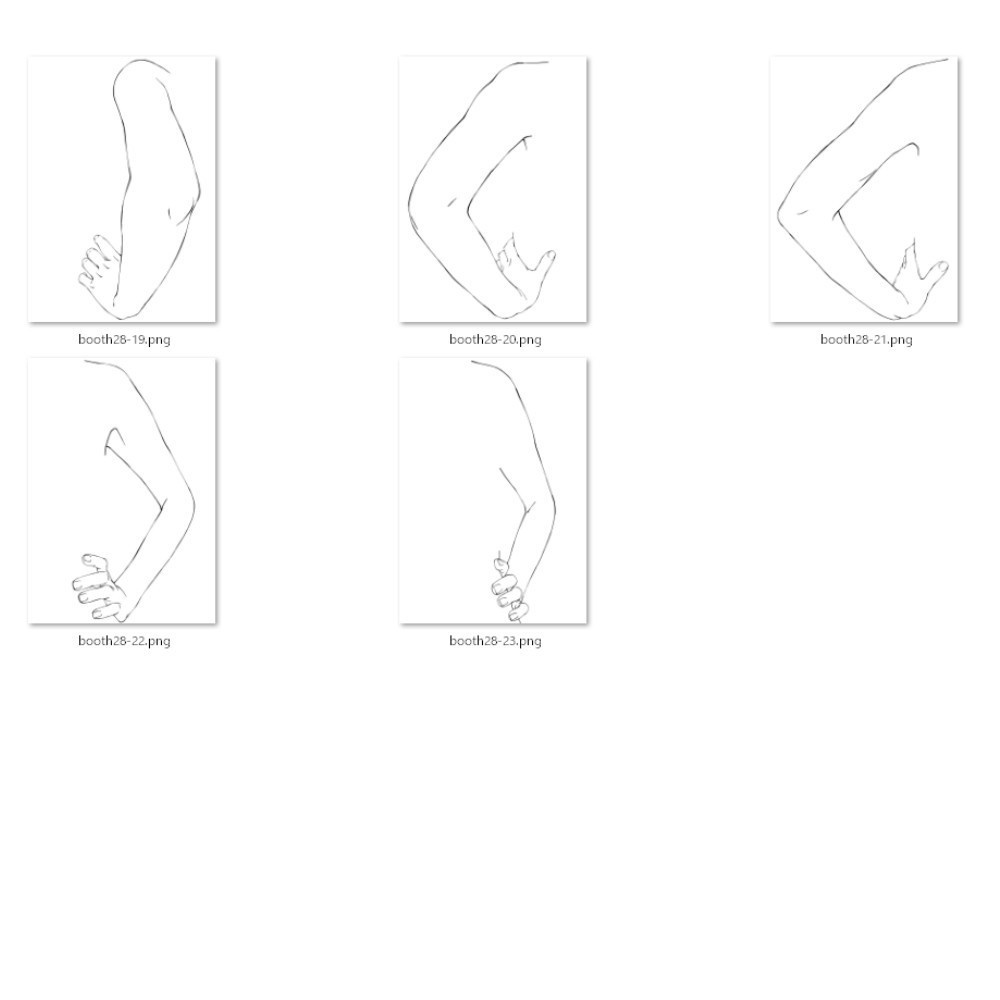 28.様々なアングルからの腰にあてた手から腕、肩【イラスト・漫画用素材】無料サンプルあります