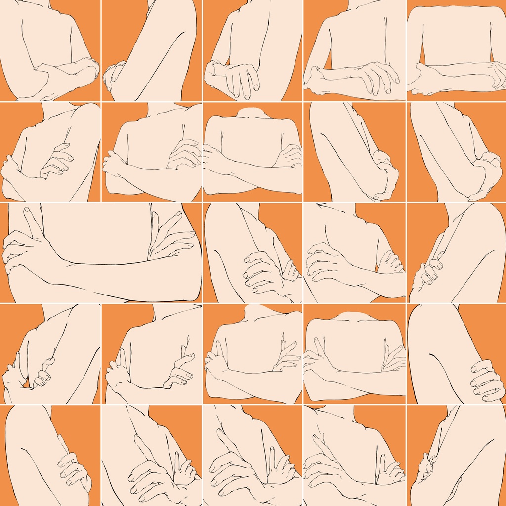 29.様々なアングルから見た腕組み【イラスト・漫画用素材】無料サンプルあります