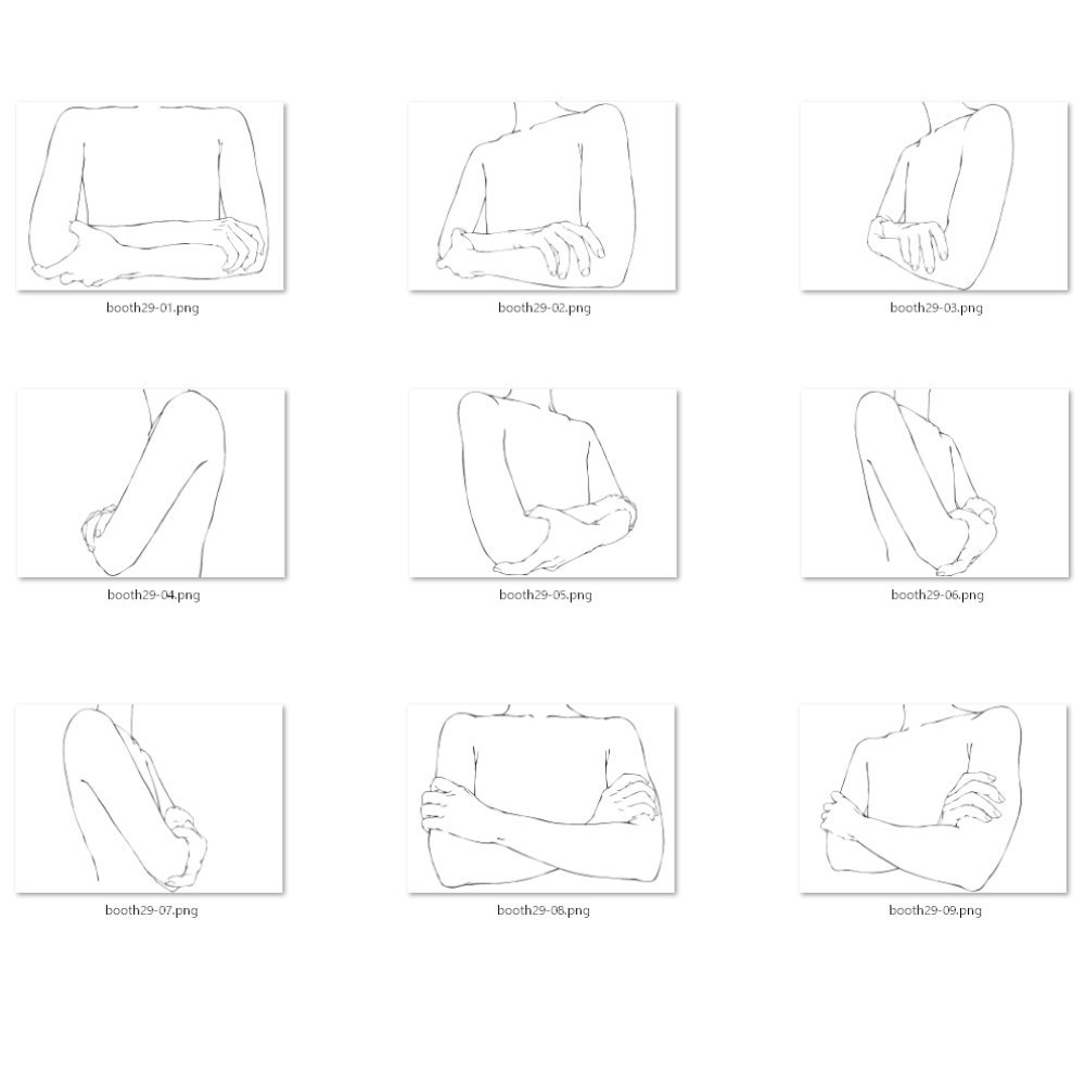 29.様々なアングルから見た腕組み【イラスト・漫画用素材】無料サンプルあります