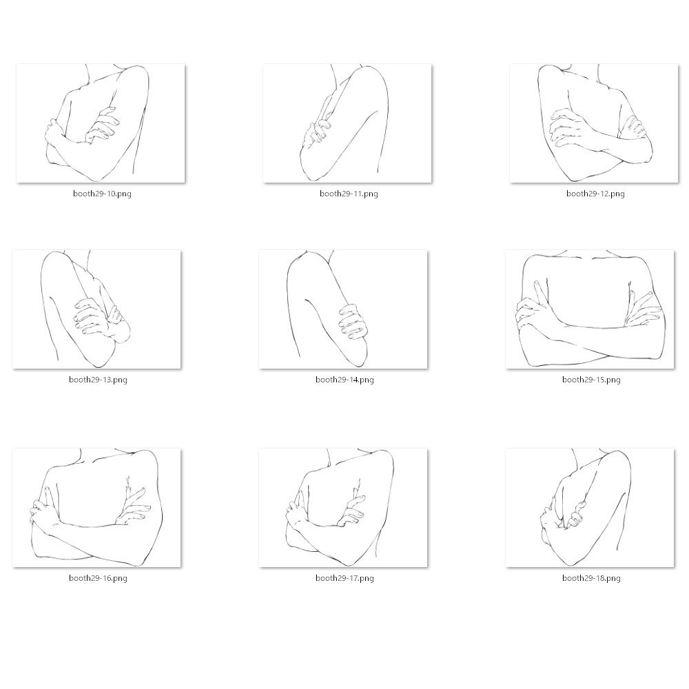 29.様々なアングルから見た腕組み【イラスト・漫画用素材】無料サンプルあります