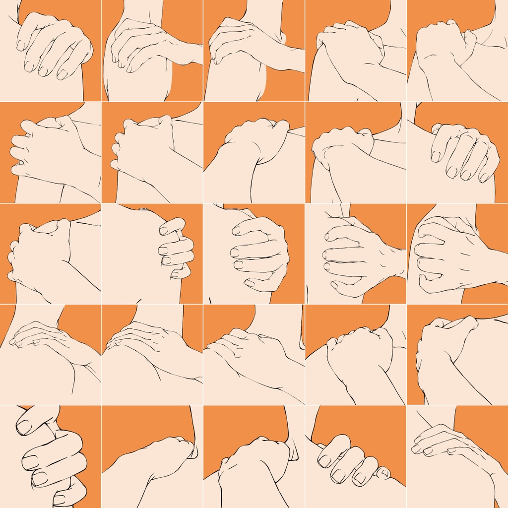 30.様々なアングルからの肩を掴む手【イラスト・漫画用素材】無料サンプルあります