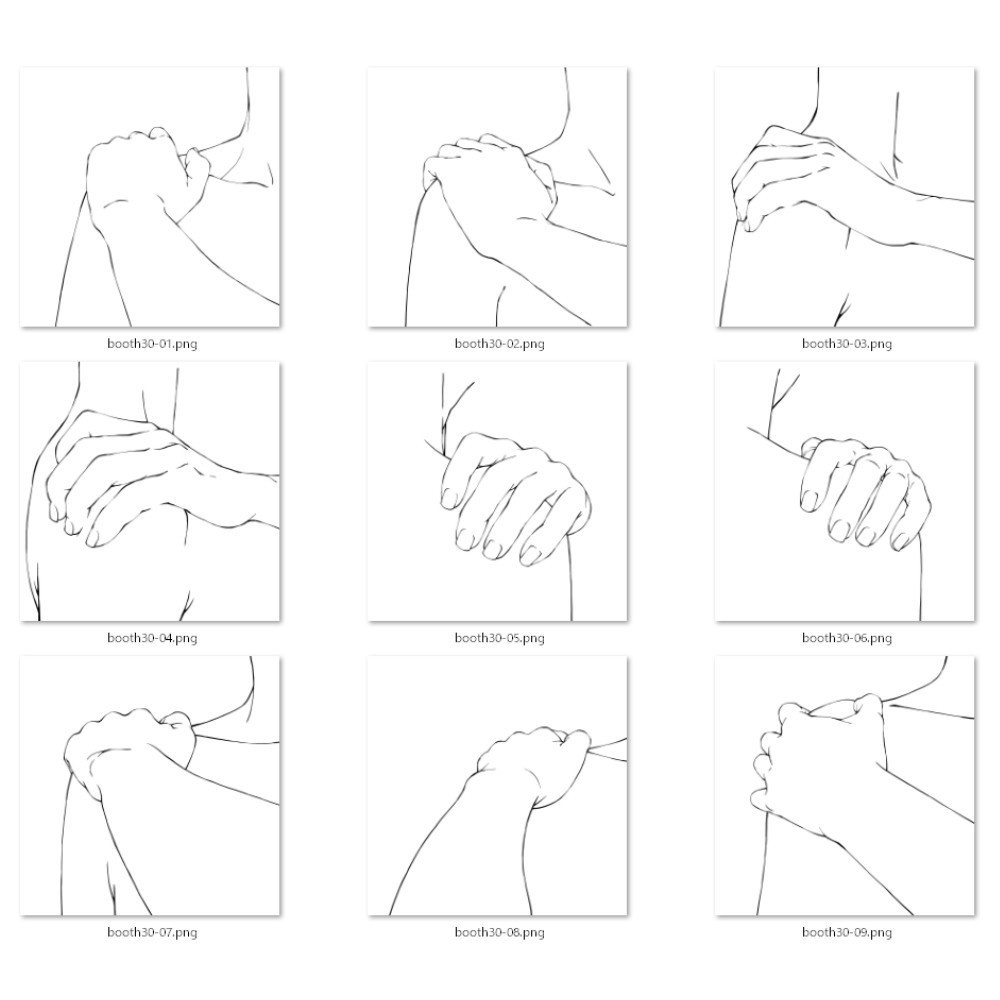 30.様々なアングルからの肩を掴む手【イラスト・漫画用素材】無料サンプルあります