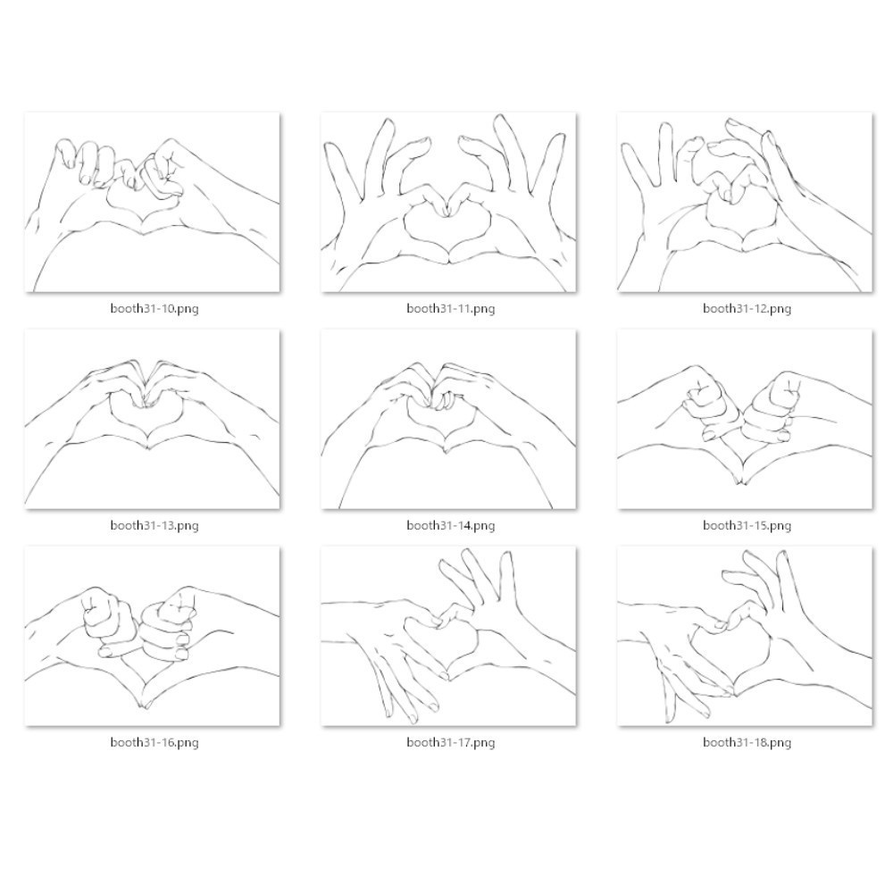 31.様々なパターンのハートポーズ【イラスト・漫画用素材】無料サンプルあります