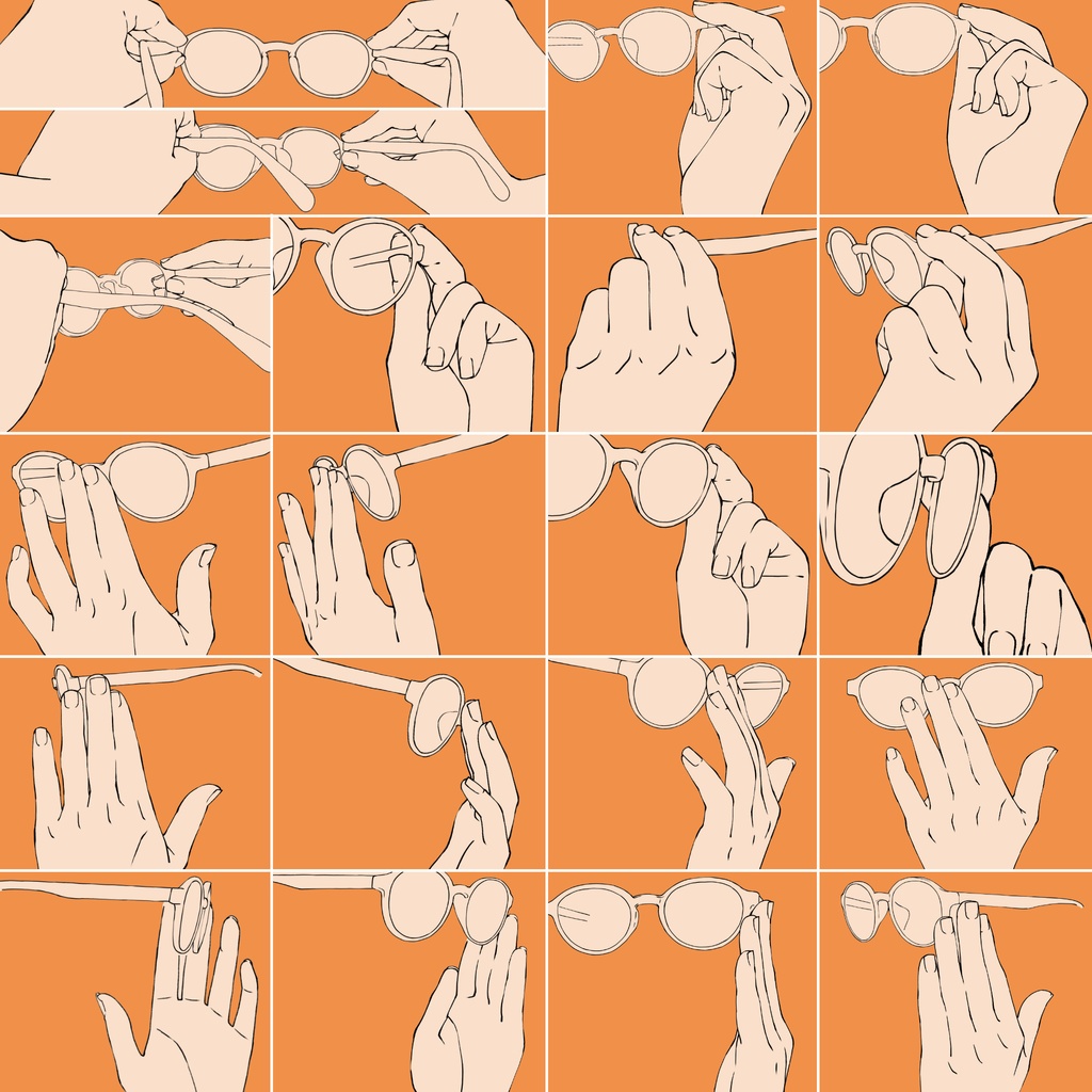 32.様々なアングルからのメガネと手【イラスト・漫画用素材】無料サンプルあります