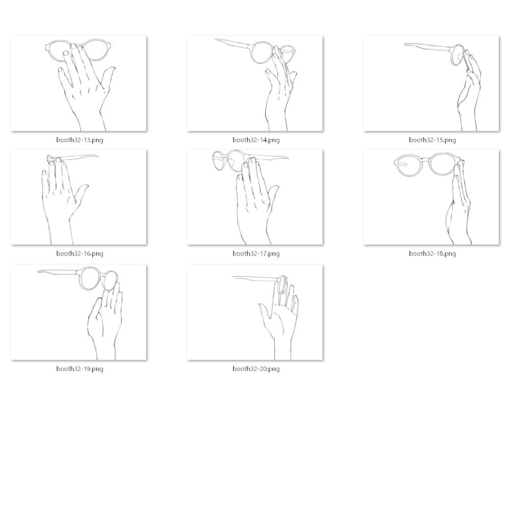 32.様々なアングルからのメガネと手【イラスト・漫画用素材】無料サンプルあります