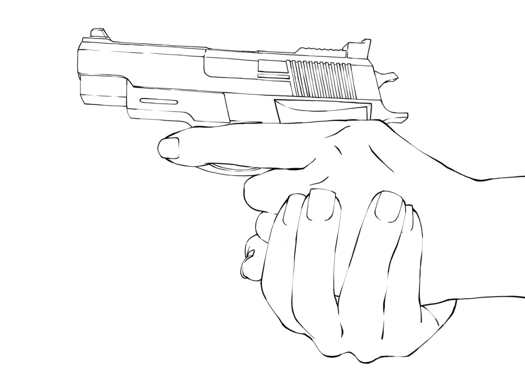 ⚔️「左右の指の交差と銃パース」を攻略!ハンドガン両手持ち素材セット【漫画・イラスト用】背景透過PNG&ClipStudio用データ【無料サンプル有】:35